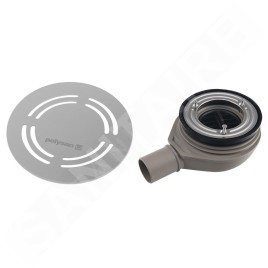 Polysan Flexia - Siphon de receveur Geberit, diamètre 90 mm, DN40, cache bonde ronde en inox 17761