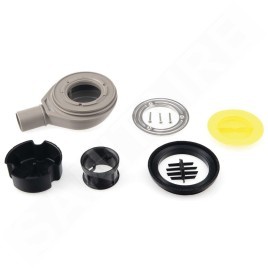 Polysan Flexia - Siphon de receveur Geberit, diamètre 90 mm, DN40, cache bonde ronde en inox 17761