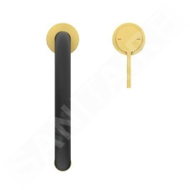 Ideal Standard Gusto - Mitigeur d´évier avec bras flexible et douchette, installation à 2 trous, or brossé/noir BD425A2