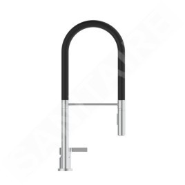 Ideal Standard Gusto - Mitigeur d´évier avec bras flexible et douchette, installation à 2 trous, chrome/noir BD425AA