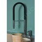 Ideal Standard Gusto - Mitigeur d´évier avec bras flexible et douchette, installation à 2 trous, chrome/noir BD425AA