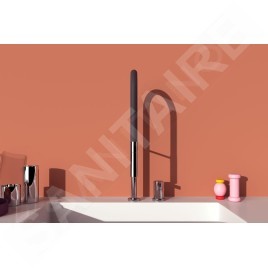 Ideal Standard Gusto - Mitigeur d´évier avec bras flexible et douchette, installation à 2 trous, chrome/noir BD425AA