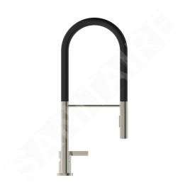 Ideal Standard Gusto - Mitigeur d´évier avec bras flexible et douchette, installation à 2 trous, acier/noir BD425GN