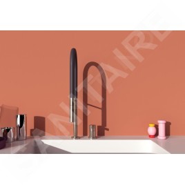 Ideal Standard Gusto - Mitigeur d´évier avec bras flexible et douchette, installation à 2 trous, acier/noir BD425GN