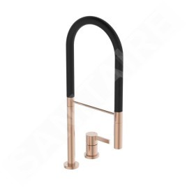 Ideal Standard Gusto - Mitigeur d´évier avec bras flexible et douchette, installation à 2 trous, Sunset Rose/noir BD425J4