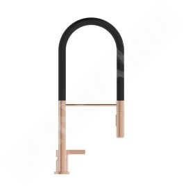 Ideal Standard Gusto - Mitigeur d´évier avec bras flexible et douchette, installation à 2 trous, Sunset Rose/noir BD425J4