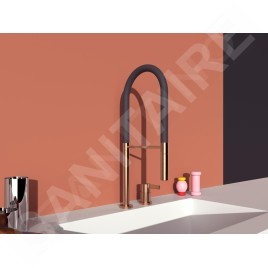 Ideal Standard Gusto - Mitigeur d´évier avec bras flexible et douchette, installation à 2 trous, Sunset Rose/noir BD425J4