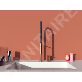 Ideal Standard Gusto - Mitigeur d´évier avec bras flexible et douchette, installation à 2 trous, Sunset Rose/noir BD425J4