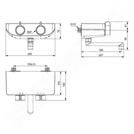 Ideal Standard CeraPlus - Mitigeur thermostatique pour évier, chrome A7608AA