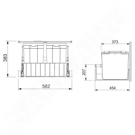 Franke Poubelle tri sélectif - Poubelle encastrable 300-60 Trio 121.0150.146