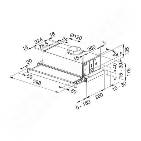 Franke Smart - Hotte encastrable FTC 632L GR/XS, rétractable, largeur 60 cm, acier inoxydable 315.0547.796
