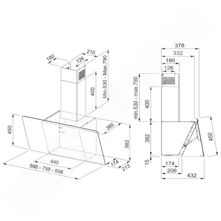 Franke Smart - Hotte FPJ 915 V BK A, largeur 90 cm, verre noir 110.0361.902