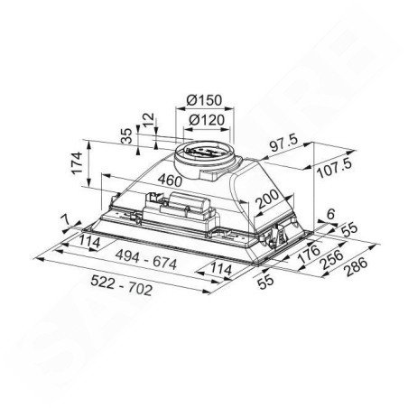Franke Smart - Hotte encastrable FBI 705 XS HCS, largeur 70 cm, acier inoxydable 305.0599.510