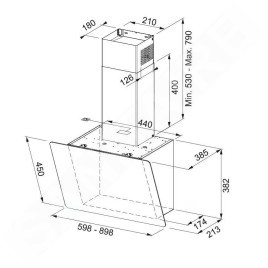Franke Smart - Hotte FPJ 915 V BK/DG A, largeur 90 cm, verre noir/graphique gris 330.0573.295
