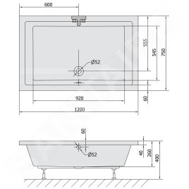 Polysan Deep - Receveur de douche profond, 1200x750x260 mm, blanc 71564