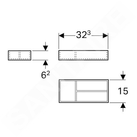 Geberit Xeno 2 - Casier de rangement 323x62 mm, gris 500.525.00.1