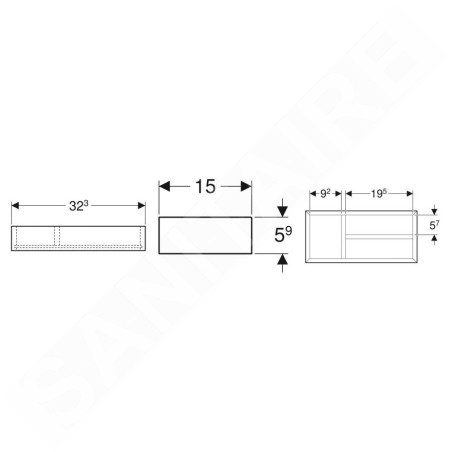 Geberit Selnova Square - Organiseur de tiroir 323x59x150 mm, lave 500.678.00.1