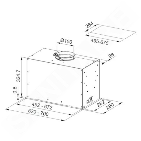 Franke Maris - Hotte encastrable FBFE WH MATT A70, largeur 70 cm, blanc mat 305.0665.367