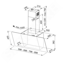 Franke Smart - Hotte aspirante FPJ 625 V BK/SS, largeur 60 cm, verre noir/acier inoxydable 330.0528.064