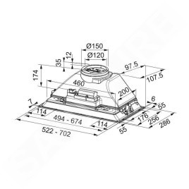 Franke Smart - Hotte encastrable FBI 705 XS HCS, largeur 70 cm, acier inoxydable 305.0599.510