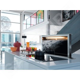 Franke Mythos - Hotte encastrable dans le plan de travail FDW 908 IB XS, extractible, largeur 88 cm, verre noir/acier