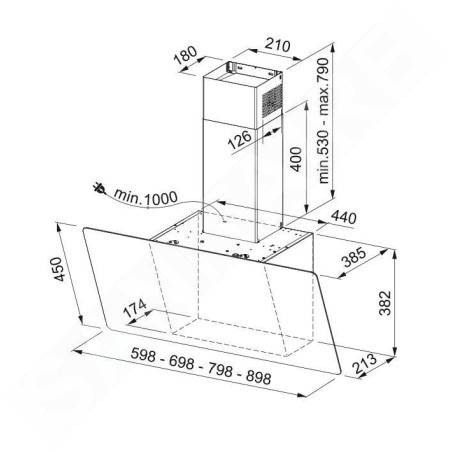 Franke Smart - Hotte aspirante FPJ 625 V WH/SS, largeur 60 cm, blanc verre/acier inoxydable 330.0528.065