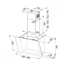 Franke Smart - Hotte FPJ 615 V BK/DG A, largeur 60 cm, verre noir/graphique gris 330.0573.294