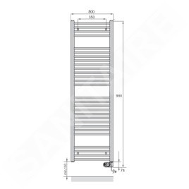 Zehnder Aura - Corps de chauffe 980x500 mm, 500 W, blanc PBEZ-090-50/MQ