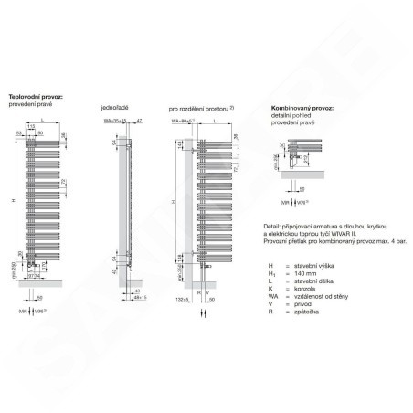 Zehnder Yucca Asym - Radiateur de salle de bains 1736 x 578 mm, droit, à une rangée, laqué blanc YA-170-060