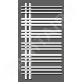 Zehnder Yucca Asym - Radiateur de salle de bains 872 x 478 mm, droit, une rangée, laqué blanc YA-090-050