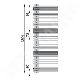 Zehnder Yucca Asym - Radiateur de salle de bains 1304 x 478 mm, droit, une rangée, laqué blanc YA-130-050