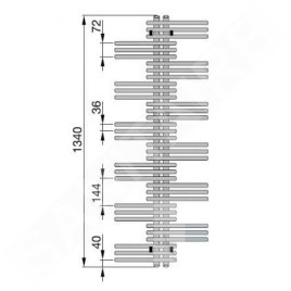 Zehnder Yucca - Radiateur de salle de bains 1340 x 600 mm, droit, raccordement central 50 mm, une rangée, laqué blanc YS-130-060