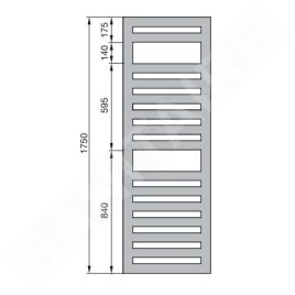 Zehnder Metropolitan Spa - Radiateur de salle de bains 1750 x 400 mm, droit, raccord central 50 mm, laqué blanc MET-180-040