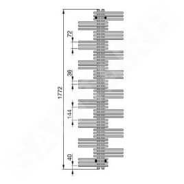 Zehnder Yucca - Radiateur de salle de bains 1772 x 800 mm, droit, raccordement central 50 mm, une rangée, chromé YSC-180-080