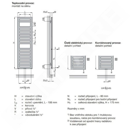 Zehnder Metropolitan Spa - Radiateur de salle de bains 1225 x 500 mm, droit, raccordement central 50 mm, laqué blanc MET-120-050