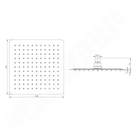 Sapho Slim - Douche de tête Slim, 250x250 mm, inox poli MS564