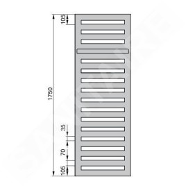 Zehnder Metropolitan Bar - Radiateur de salle de bains 1750x400 mm, raccord central 50 mm, laqué blanc MEP-180-040