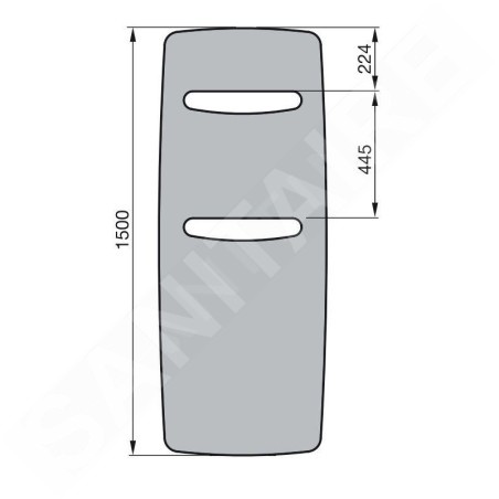 Zehnder Vitalo Spa - Radiateur de salle de bains 1500 x 490 mm, droit, raccord central 50 mm, laqué blanc VIT-150-050