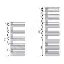 Zehnder Forma Asym - Radiateur de salle de bains 1161 x 496 mm, droit, raccordement extérieur 50 mm, laqué blanc LFAL-120-050