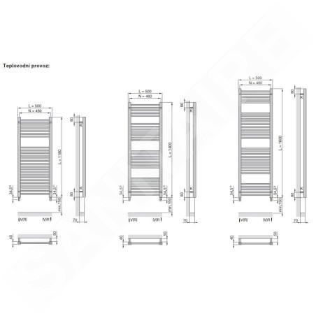 Zehnder Impa - Radiateur de salle de bains 1600 x 500 mm, droit, chromé IMPC-160-050