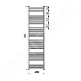 Zehnder Virando - Radiateur de salle de bains 1800x600 mm, raccordement externe, 978 W, blanc AB-180-060