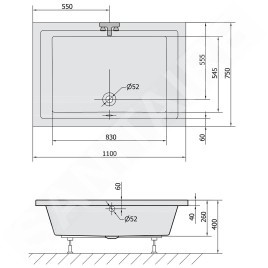 Polysan Deep - Receveur de douche profond, 1100x750x260 mm, blanc 72883