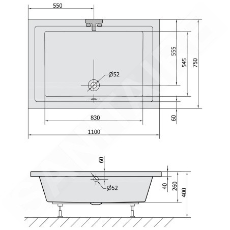 Polysan Deep - Receveur de douche profond, 1100x750x260 mm, blanc 72883