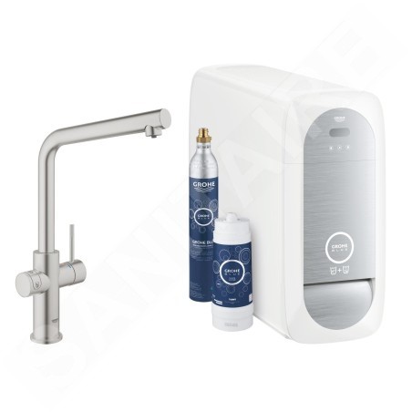 Grohe Blue Home - Mitigeur d’évier avec unité réfrigérante et filtration, supersteel 31454DC1