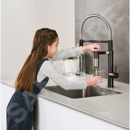 Franke Mitigeurs filtrants - Vital Tap mitigeur d’évier avec filtration d’eau intégrée, noir mat/inox 120.0621.312