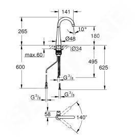 Grohe Zedra - Robinet d'évier, eau froide avec fonction filtrante, supersteel 30026DC2