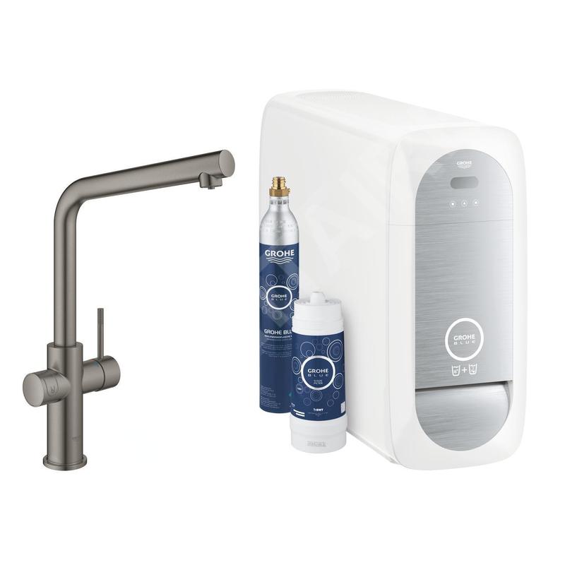Grohe Blue Home - Mitigeur d'évier avec unité réfrigérante et filtration, Hard Graphite brossé 31454AL1