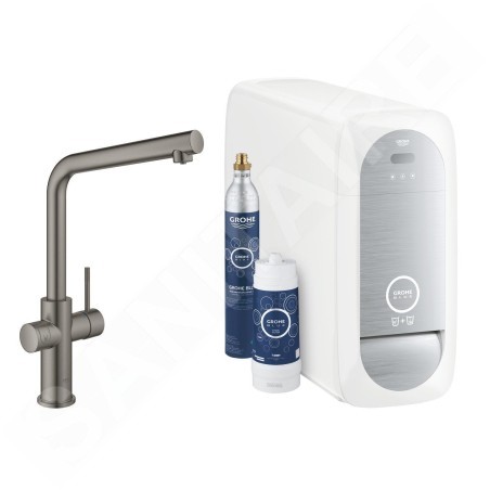 Grohe Blue Home - Mitigeur d'évier avec unité réfrigérante et filtration, Hard Graphite brossé 31454AL1