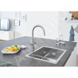 Grohe Blue Home - Mitigeur d’évier Connected, avec unité réfrigérante et filtration, supersteel 31541DC0