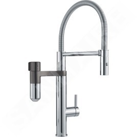 Franke Mitigeurs filtrants - Vital Tap mitigeur d’évier avec filtration d’eau intégrée, bec flexible et douchette, chrome/gun